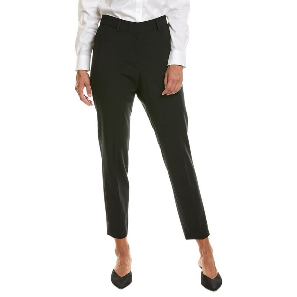 Brooks Brothers Womens Explorer Wool-Blend Crop Straight Pant, Black